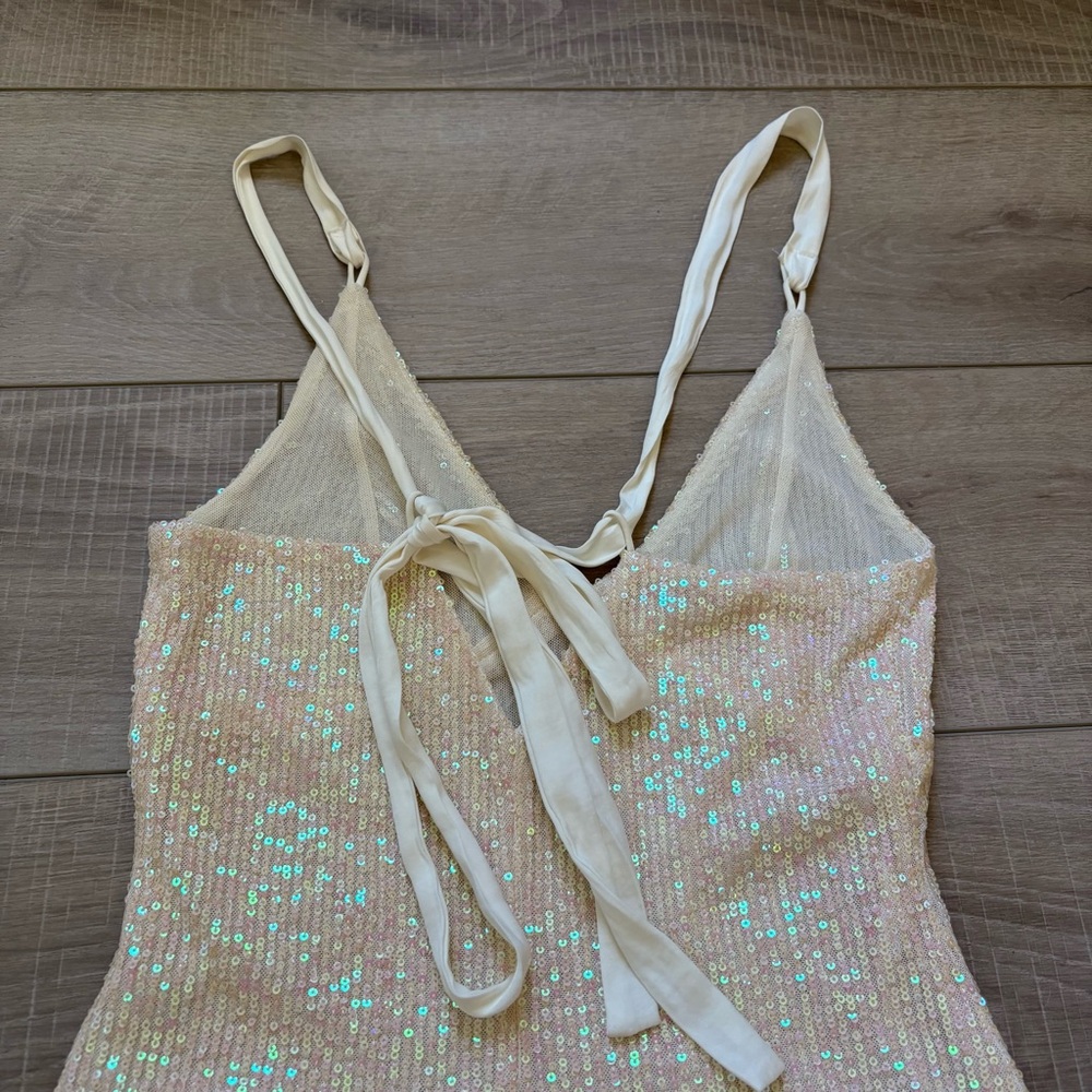 Free People Gold Rush Mini Dress in Icicle Pearl - Picture 13 of 13